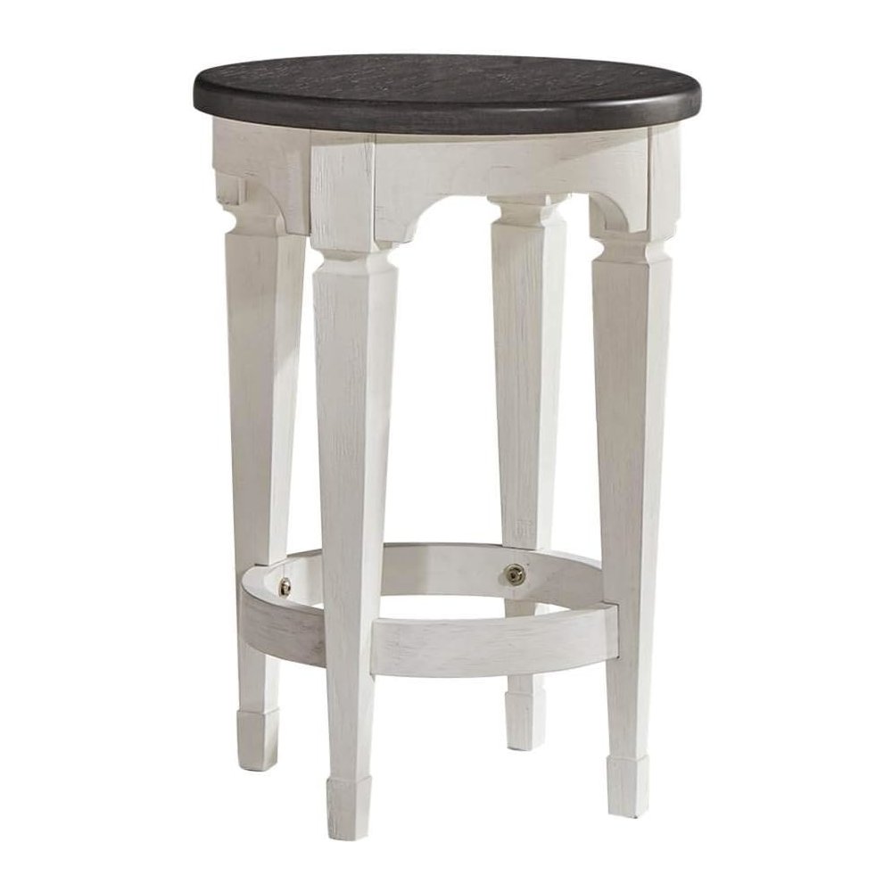 Allyson Park Console Stool in Wirebrushed White w/ Charcoal Top