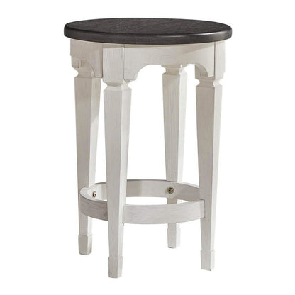 Allyson Park Console Stool in Wirebrushed White w/ Charcoal Top