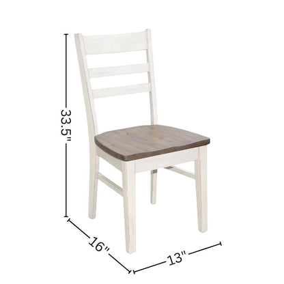 White Solid Wood Kitchen Chair, Ladderback Dining Chair with Wood Seat