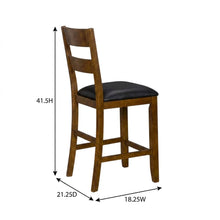 Rustic Whiskey Counter Stool with Upholstered Faux Leather Seat 2-Piece Set