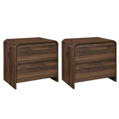 New Classic Furniture Mara Wood 2-Drawer End Table in Walnut/Brown (Set of 2)