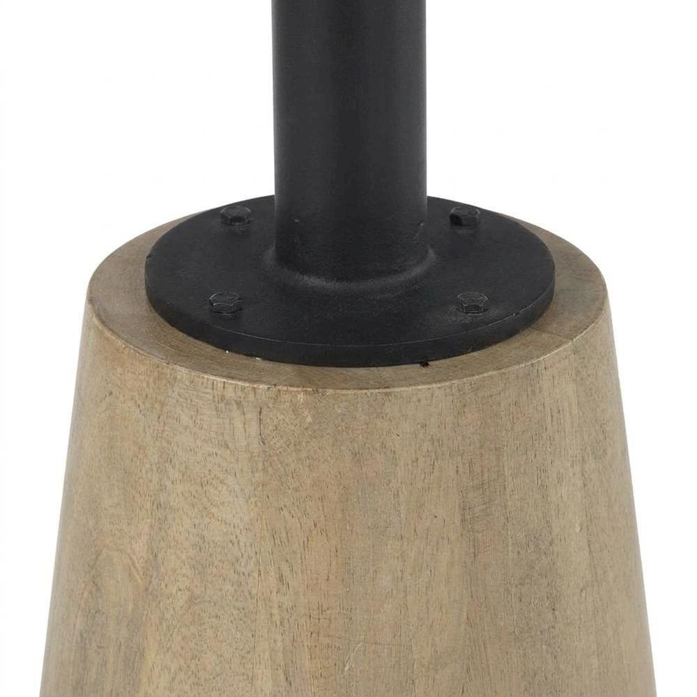 Round marble tabletop with blonde wood and black metal base bistro table