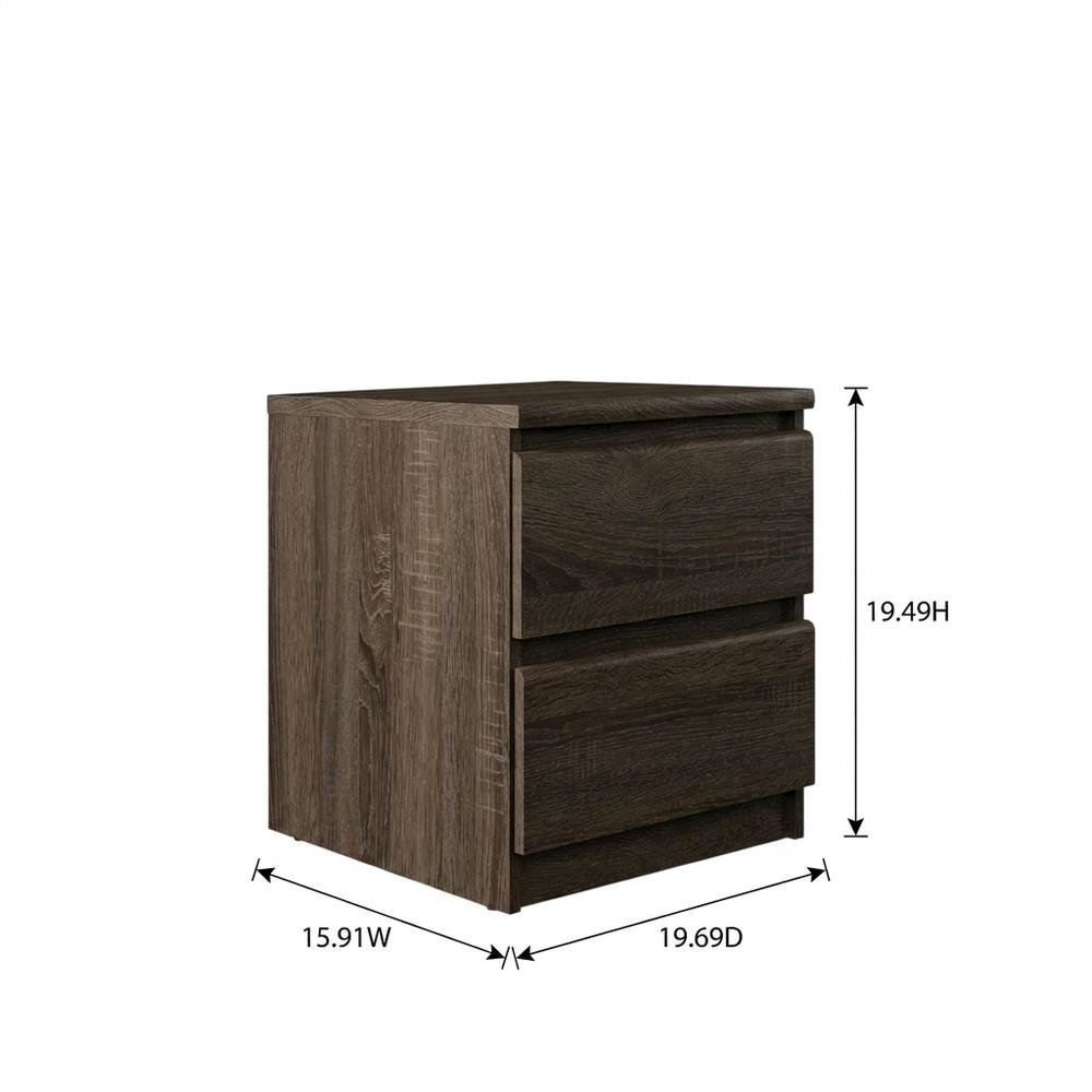 Brown 2 Drawer Nightstand - Stylish Night Stand with Drawers for Bedroom