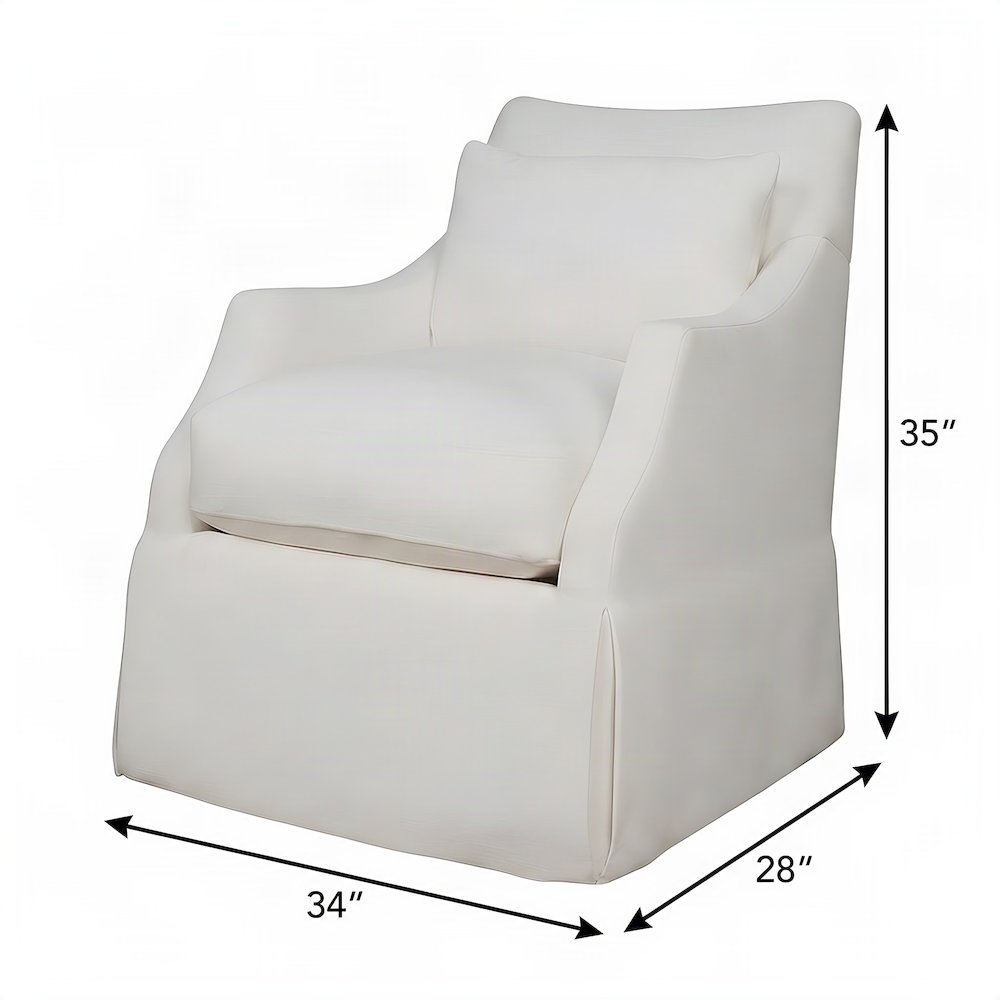 Polyester-Upholstered Swivel Rocker Glider Accent Chair with Kidney Pillow