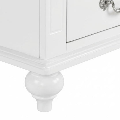 Elegant White Nightstand with Three Drawers for Bedroom Storage