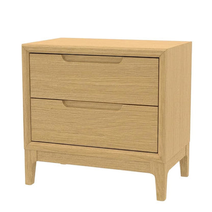 Light Oak Modern Nightstand with Drawer and Mindi Solid Wood Construction