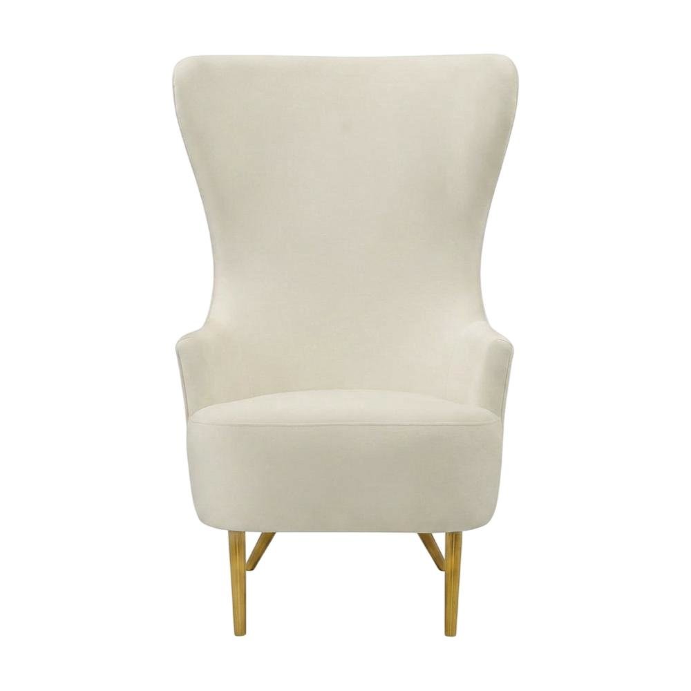 Cream Wingback Armchair with Padded Upholstery and Stylish Design
