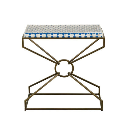 Alexandria 24" Side Table with Bone Inlay and Brass