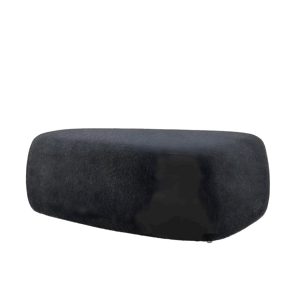 Boucle Fabric Big Ottoman with Solid Larch Wood Frame and Floor Accent