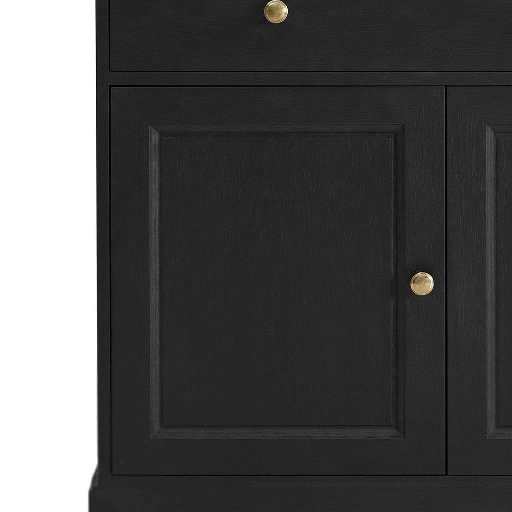 Tall Storage Display Cabinet with Glass Doors, Adjustable Shelves and Drawers