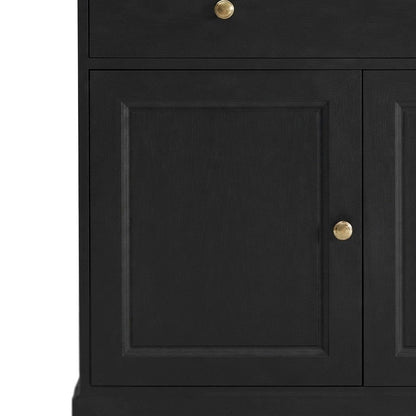 Tall Storage Display Cabinet with Glass Doors, Adjustable Shelves and Drawers