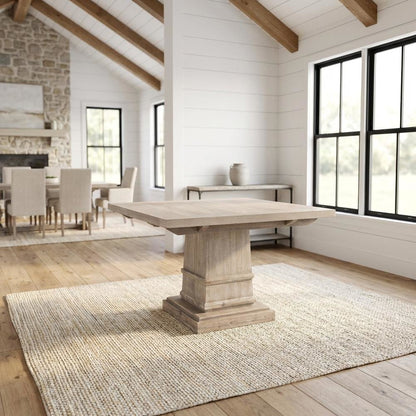 Solid Acacia Dining Table with Extension Leaf and Natural Gray Finish