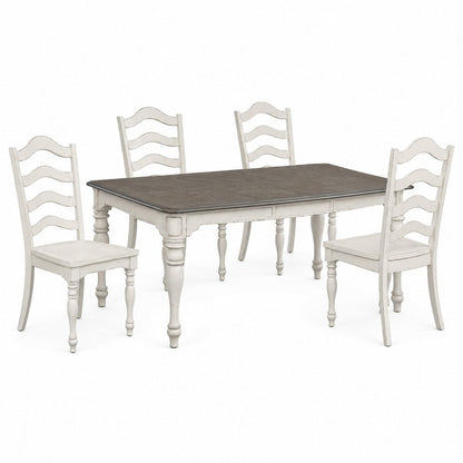 6 Piece Leg Table Dining Room Set with Bench, 4 Ladder Back Chairs