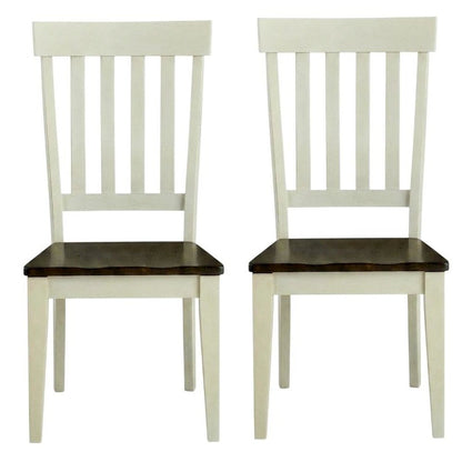 Chalk and Cocoa Slatback Side Chair with Solid Rubberwood Seat