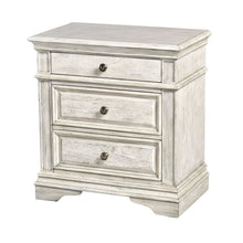 Rustic Ivory Finished 3 Drawer Nightstand - Bedside Table with Drawers