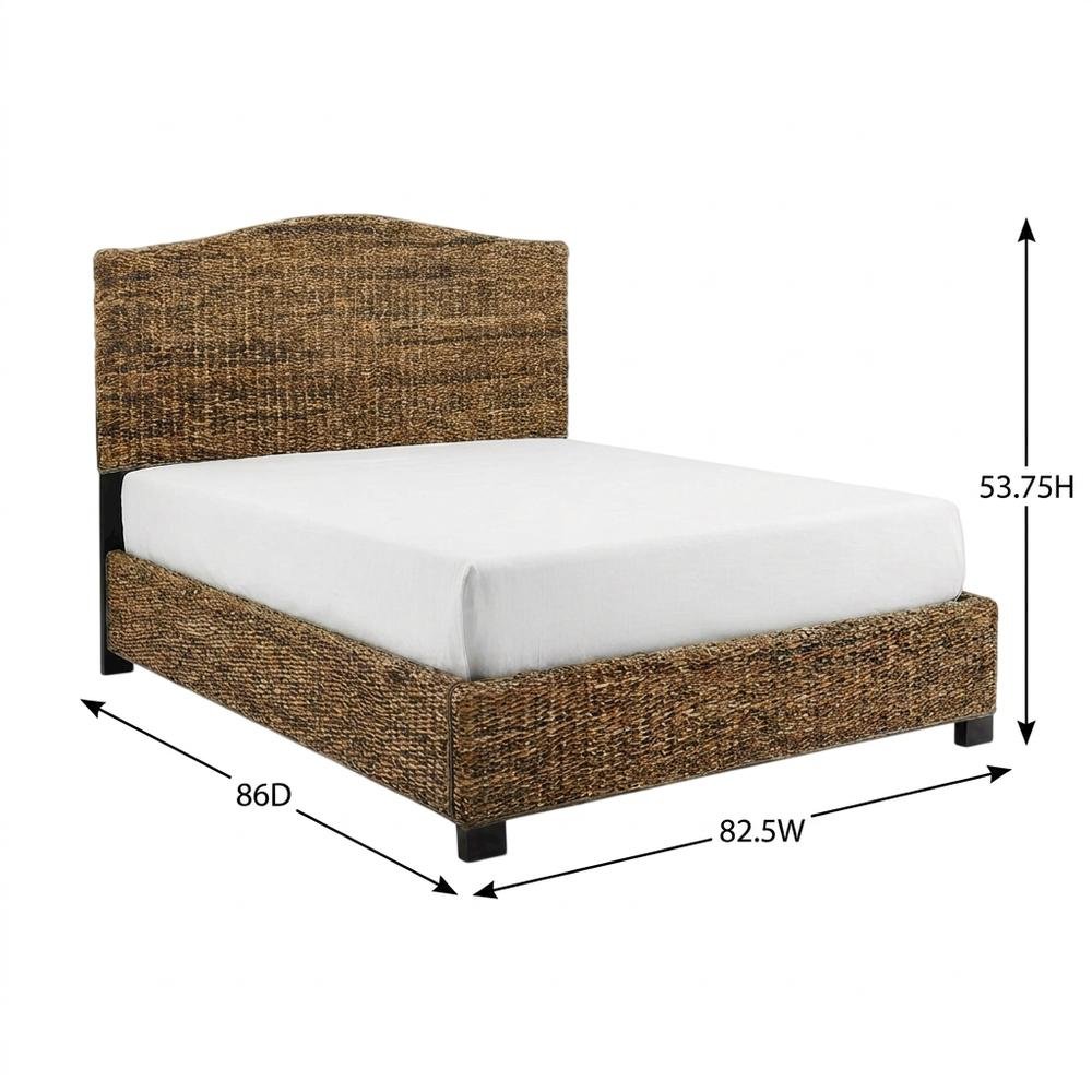 Rattan King Bed Frame with Headboard and Footboard in Natural Finish