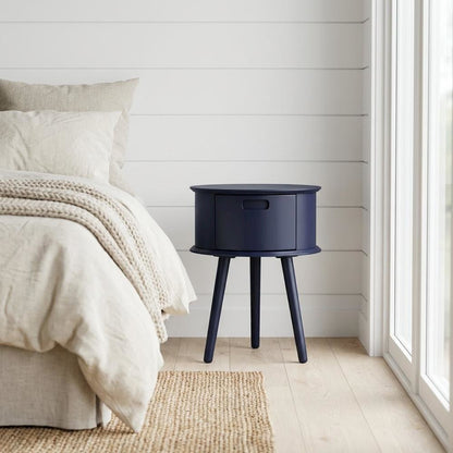Navy Blue Nightstand with Modern Design and Sturdy Construction