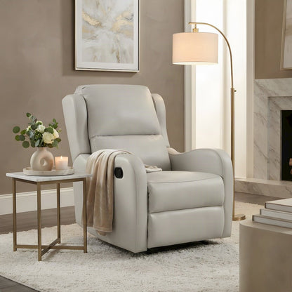 Faux Leather Manual Recliner Chair for Living Room or Small Spaces, Taupe