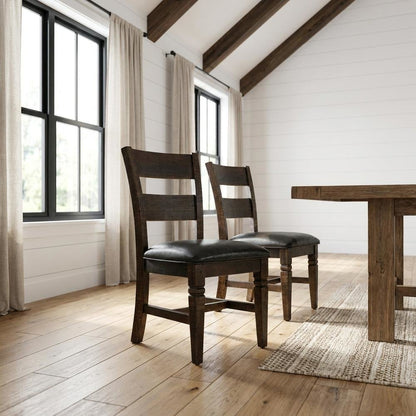 Dark Brown Ladderback Wood Dining Chairs Set of 2 with Transitional Style