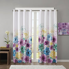 Blue Printed Blackout Window Panel with Foamback Lining, Belen Kox