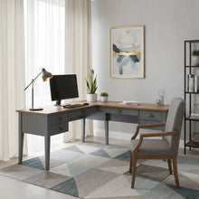 Wood Half-Pedestal Writing Desk and Return, 5 Drawers, Sit/Stand Return, Blue