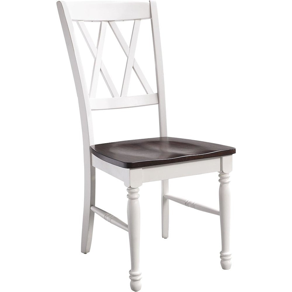 Elegant 7-Piece Dining Table Set in White with Distressed Finish and Chairs