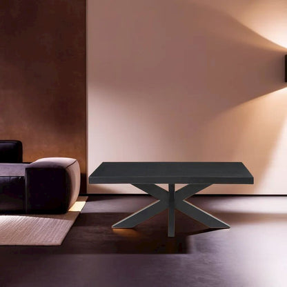 Elegant Ebony Cocktail Table with Ash Veneer Top and Solid Rubberwood Legs