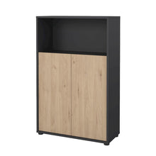 Gray Bookcase with 3 Shelves and 2 Doors for Home or Office Storage