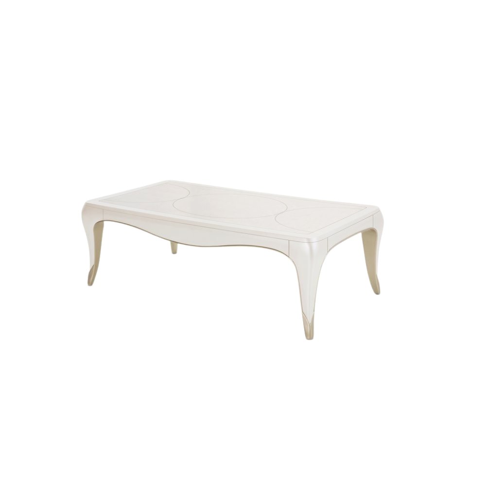 White and Wood Coffee Table – Rectangular Table for Living Room Décor