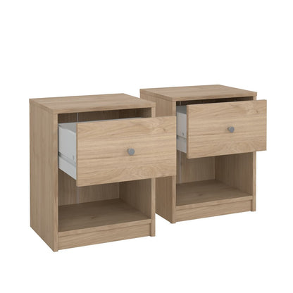 Portland 1 Drawer Nightstand - Set of 2, Jackson Hickory