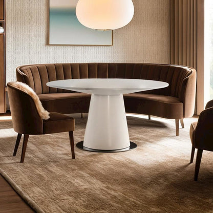 Contemporary Round Dining Table in White Finish for Modern Dining Spaces