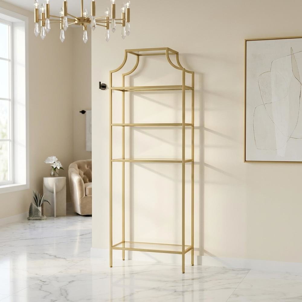 Soft Gold Space Saver Bathroom Vanity with Anti-Tip Hardware
