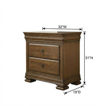 Cognac Nightstand with Distressed Finish for Bedroom Decor