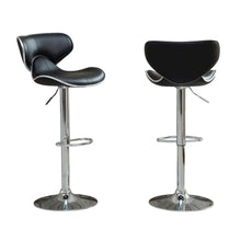 Black Leatherette Adjustable Swivel Barstool with Chrome Base, Set of 2