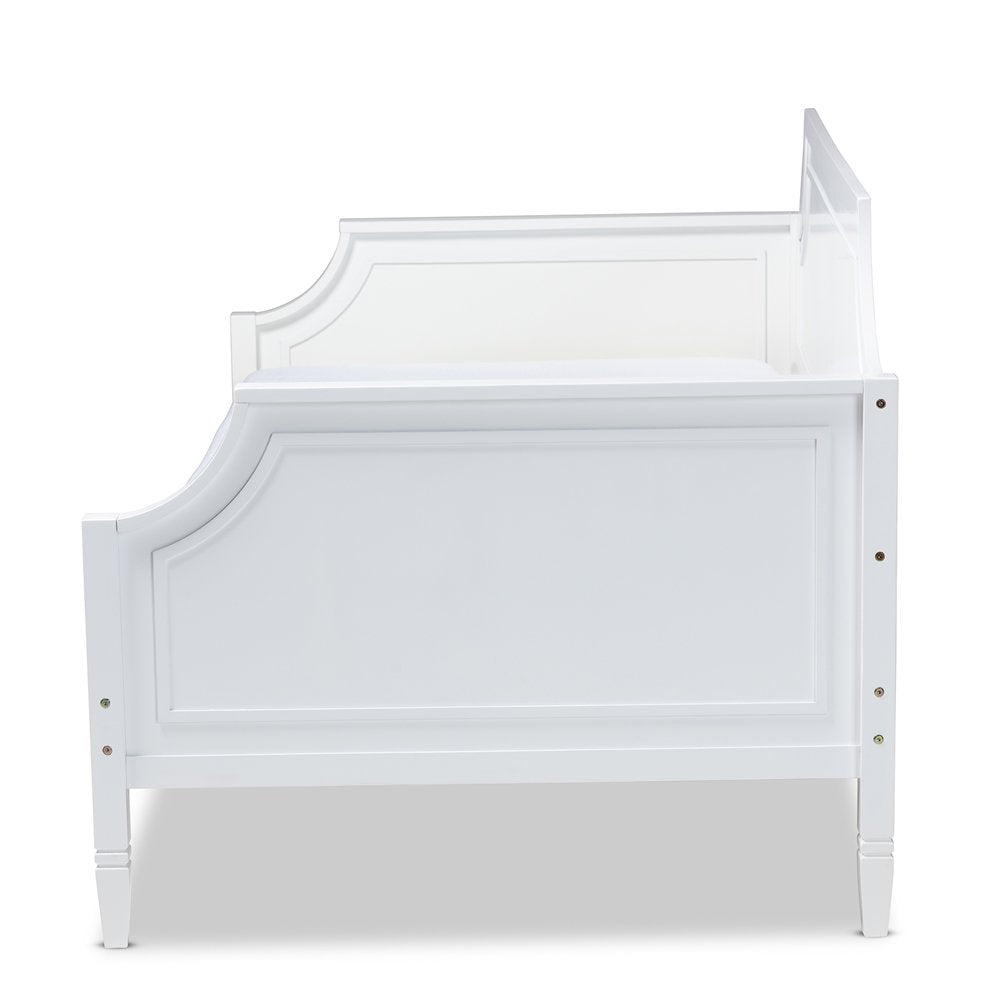 White Traditional Twin Daybed with Pinewood Frame and Classic Finish