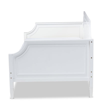 White Traditional Twin Daybed with Pinewood Frame and Classic Finish