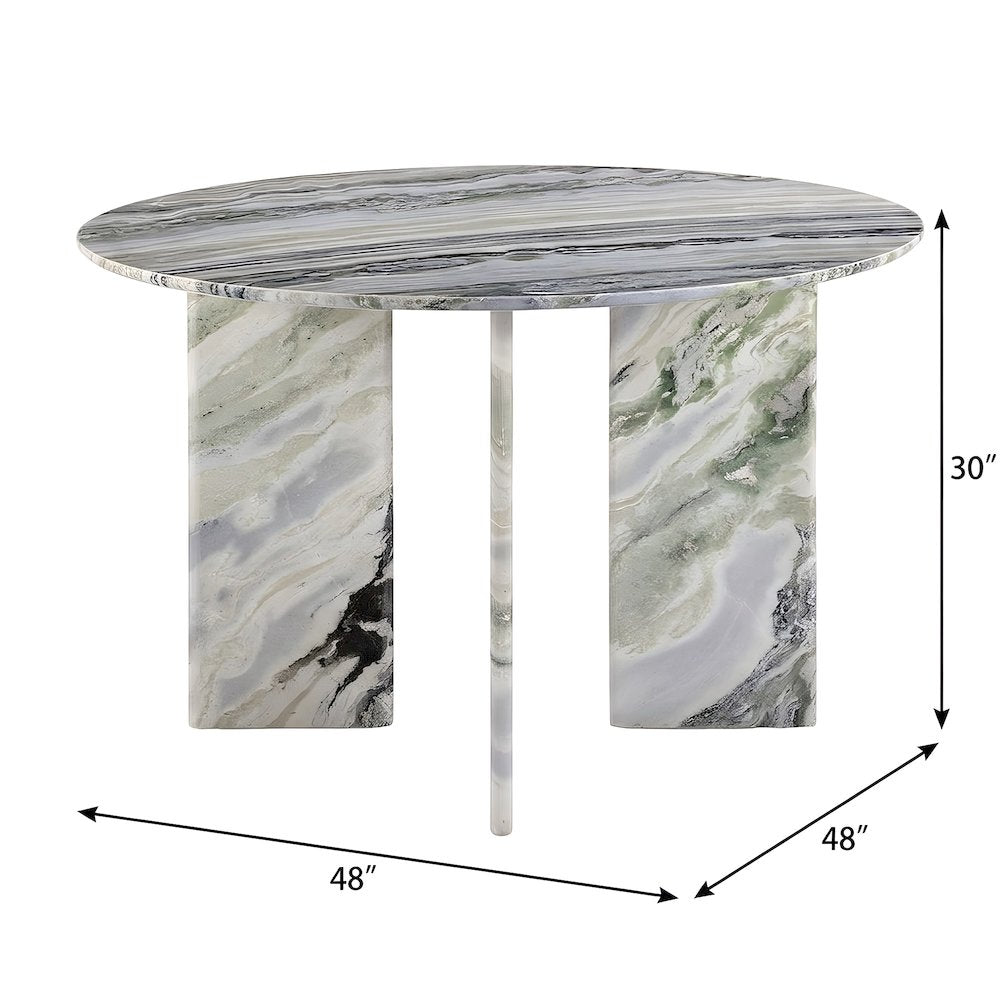 Green Onyx Marble Round Dining Table with Iron Legs, Seats 4
