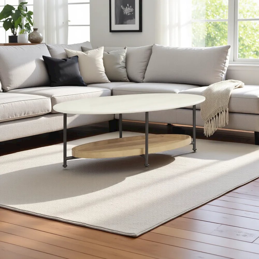 White Round Coffee Table – Mid Century Modern Design for Living Room