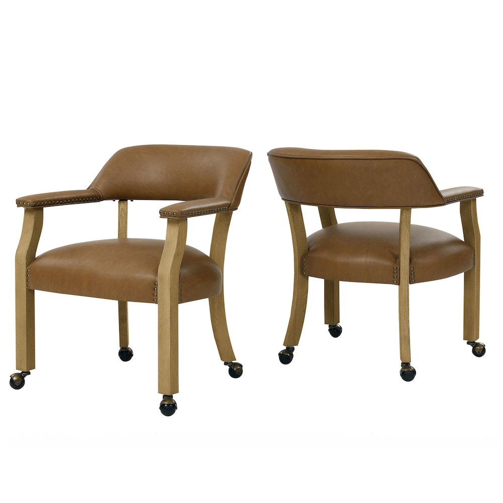 Rylie Castered Captain's Chair, Camel Vegan Leather