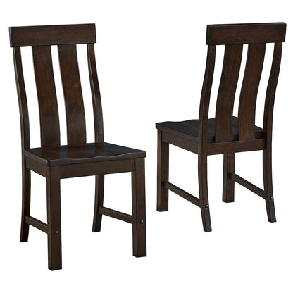 Slatback dining chairs with solid rubberwood construction, set of 2
