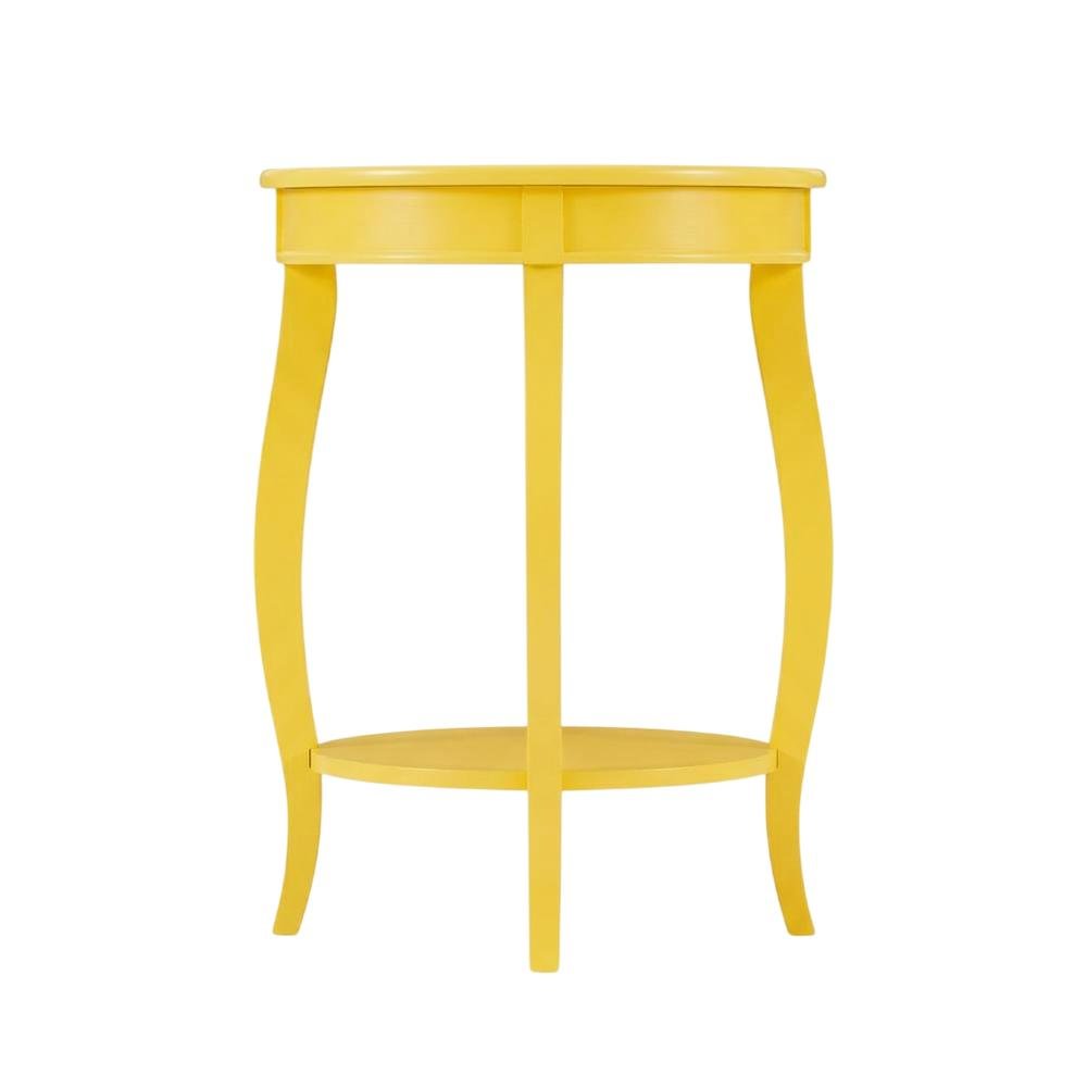 Yellow Round Coffee Table with Shelf and Modern Design