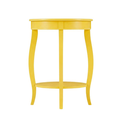 Yellow Round Coffee Table with Shelf and Modern Design