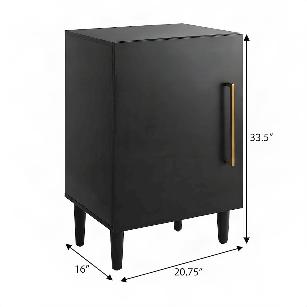 Mid-Century Record Player Stand with Wire Dividers, Matte Black