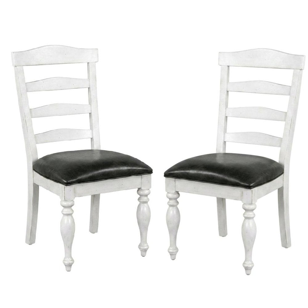 White Ladderback Dining Chairs Set of 2 with Farmhouse Style
