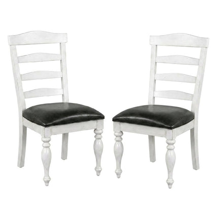 White Ladderback Dining Chairs Set of 2 with Farmhouse Style