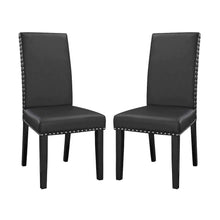 Faux Leather Upholstered Dining Side Chairs, Black, Set of 2