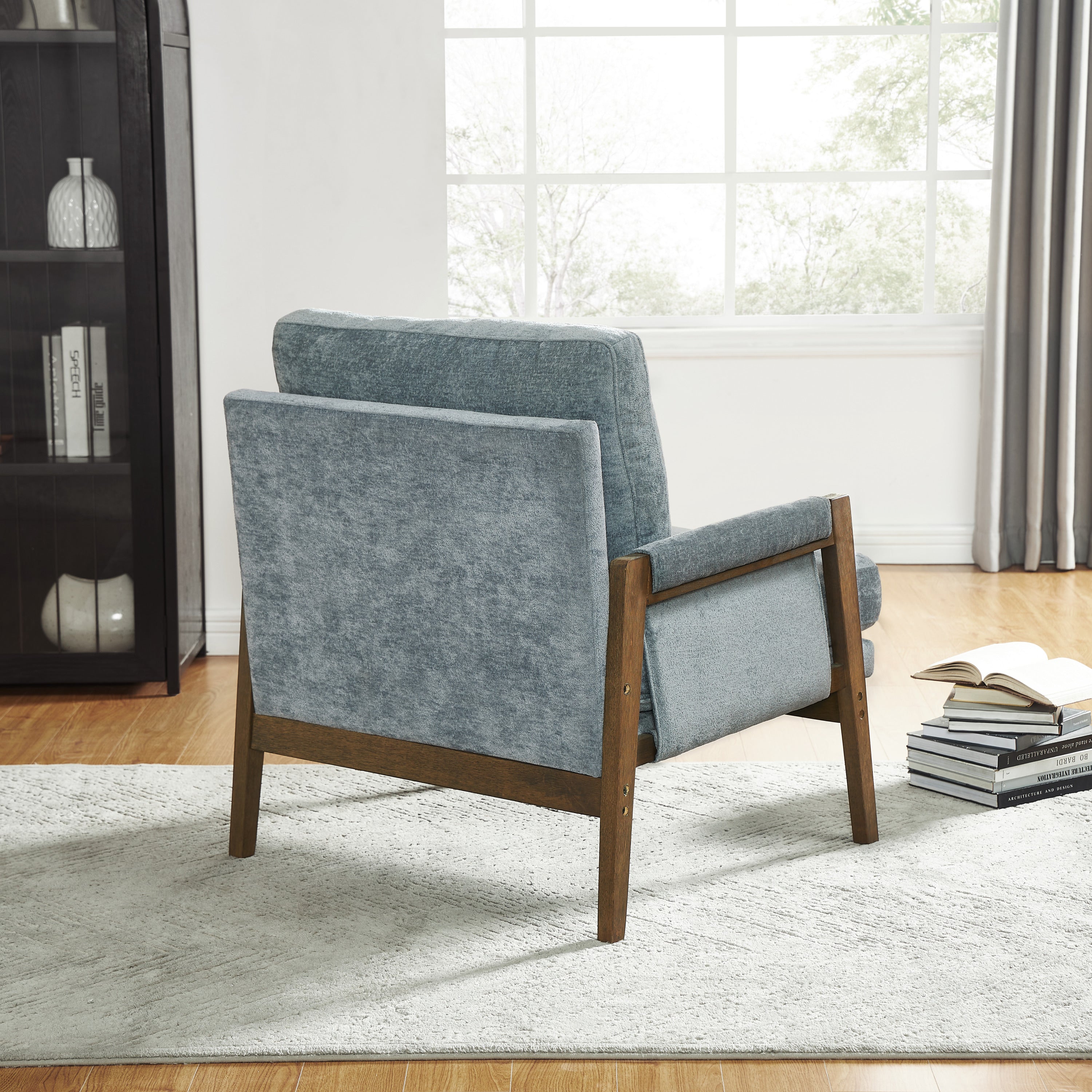 Kelly Mid-Century Modern Velvet Accent Armchair, Blue