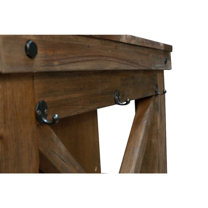 Rustic Mahogany Kitchen Island with Locking Casters, Belen Kox