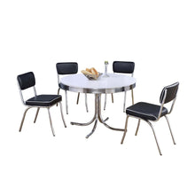 Sleek Round Dining Set Featuring 5 Pieces in Glossy White and Black Finish