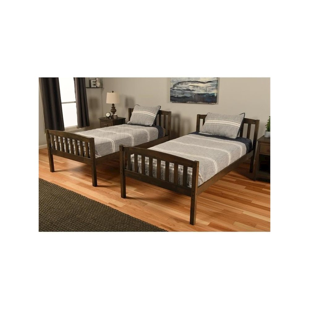 Claire Twin Wood Bunk Bed with Storage in Brown-Mattresses Not Included